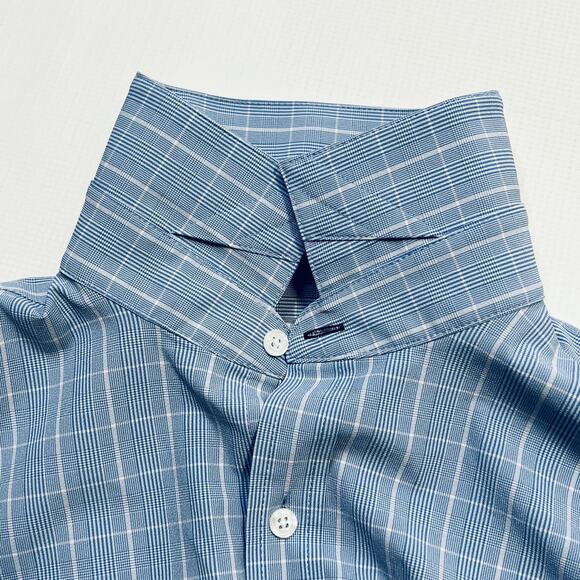 Mizzen+Main Shirt Mens Medium Blue Plaid Performance Dress Stretch Classic Fit - Picture 12 of 13